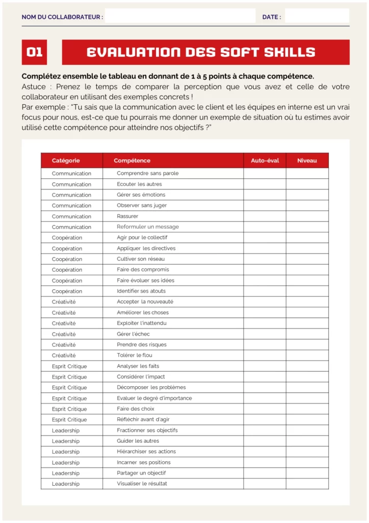 Référentiel soft skills entretiens d'évaluation