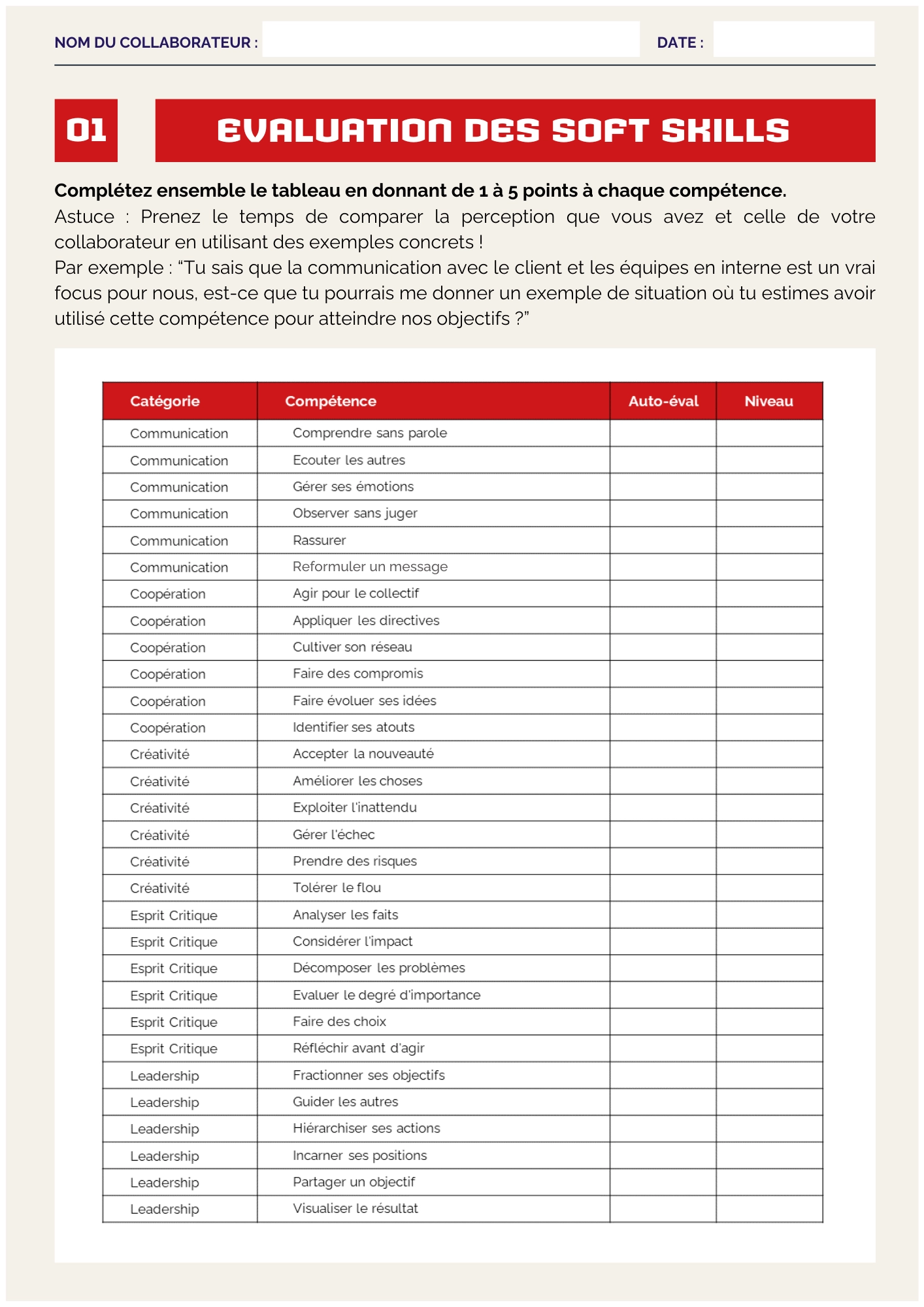 Référentiel soft skills entretiens d'évaluation